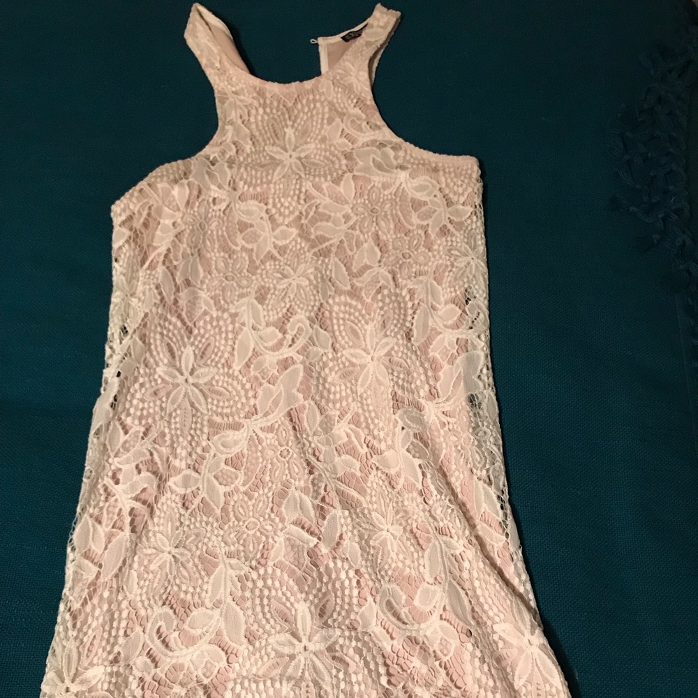 Lace white mini dress.